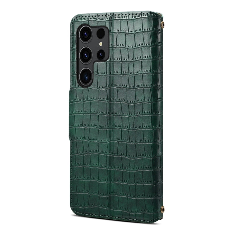 For Samsung Galaxy S24 5G Denior Crocodile Texture Oil Edge Leather Phone Case(Green) - Galaxy S24 5G Cases by Denior | Online Shopping UK | buy2fix