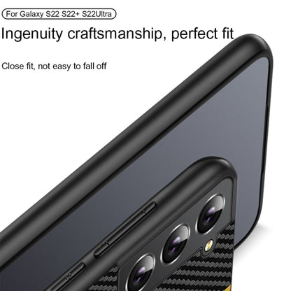 For Samsung Galaxy S25 5G Ultra-thin Carbon Fiber Texture Splicing Phone Case(Yellow) - Galaxy S25 5G Cases by buy2fix | Online Shopping UK | buy2fix