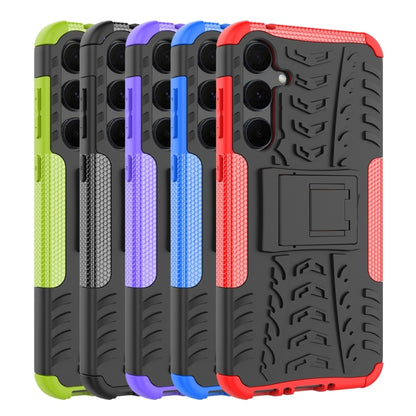 For Samsung Galaxy A35 5G Tire Texture TPU + PC Phone Case with Holder(Blue) - Galaxy Phone Cases by buy2fix | Online Shopping UK | buy2fix