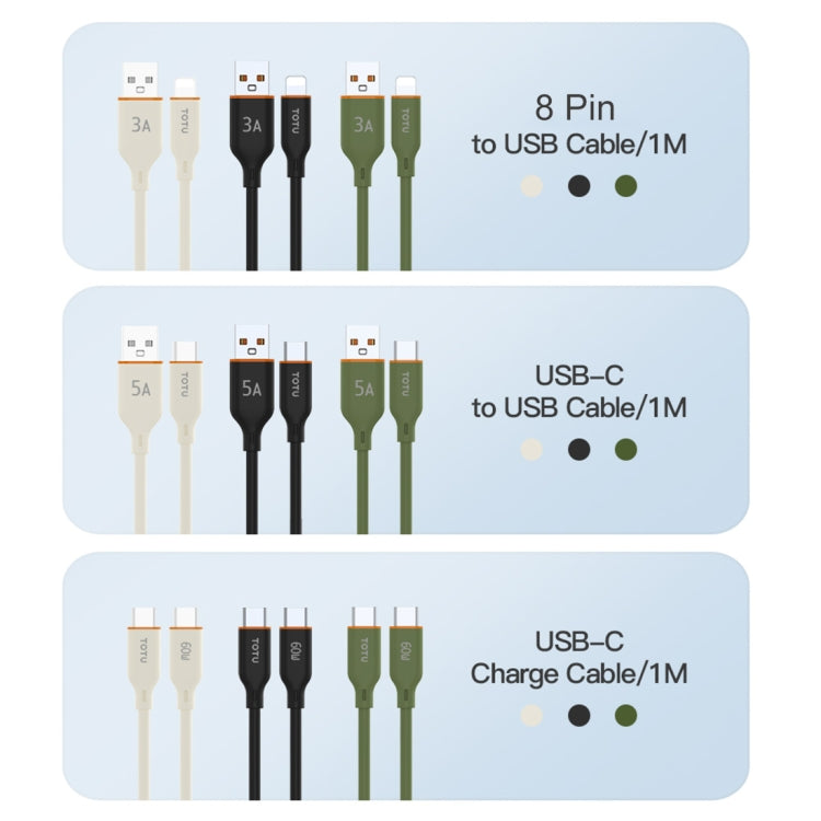 TOTU CB-6-L 15W USB to 8 Pin Silicone Data Cable, Length: 1m(Black) - Normal Style Cable by TOTUDESIGN | Online Shopping UK | buy2fix