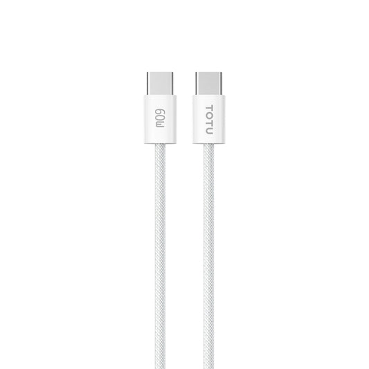 TOTU CB-10-CC 60W USB-C / Type-C to Type-C Silicone Braided Data Cable, Length:1.2m(White) - USB-C & Type-C Cable by TOTUDESIGN | Online Shopping UK | buy2fix