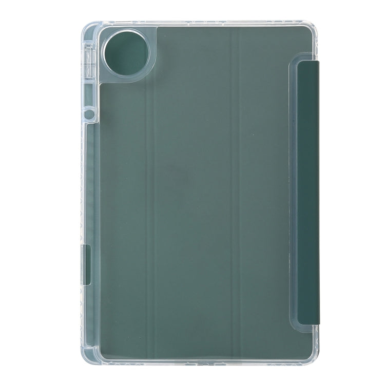 For Huawei Matepad 11 Pro 2024 Clear Acrylic 3-Fold Leather Tablet Case(Dark Green) - Huawei by buy2fix | Online Shopping UK | buy2fix