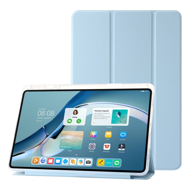 For Huawei Matepad 11 Pro 2024 Clear Acrylic 3-Fold Leather Tablet Case(Ice Blue) - Huawei by buy2fix | Online Shopping UK | buy2fix