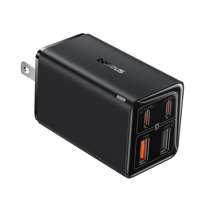 Baseus GaN6 Pro 65W 2 x Type-C + 2 x USB Fast Charger with 100W Charging Cable, US Plug(Black) - USB Charger by Baseus | Online Shopping UK | buy2fix