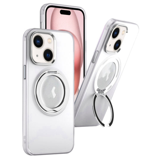 For iPhone 15 Plus MagSafe 360 Rotate Ring Holder PC Phone Case(White) - iPhone 15 Plus Cases by buy2fix | Online Shopping UK | buy2fix
