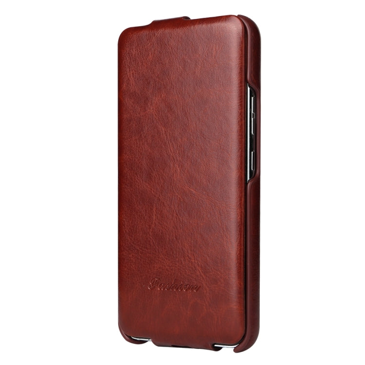 For Samsung Galaxy S24 5G Fierre Shann 64 Texture Vertical Flip PU Leather Phone Case(Brown) - Galaxy S24 5G Cases by FIERRE SHANN | Online Shopping UK | buy2fix