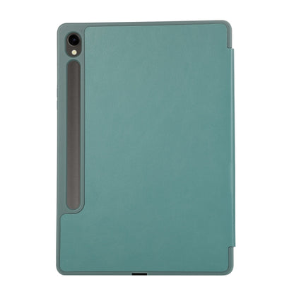 For Samsung Galaxy Tab S9 FE 3-Fold Pure Color TPU Leather Tablet Case with Pen Slot(Dark Green) - Galaxy Tab S9 FE by buy2fix | Online Shopping UK | buy2fix