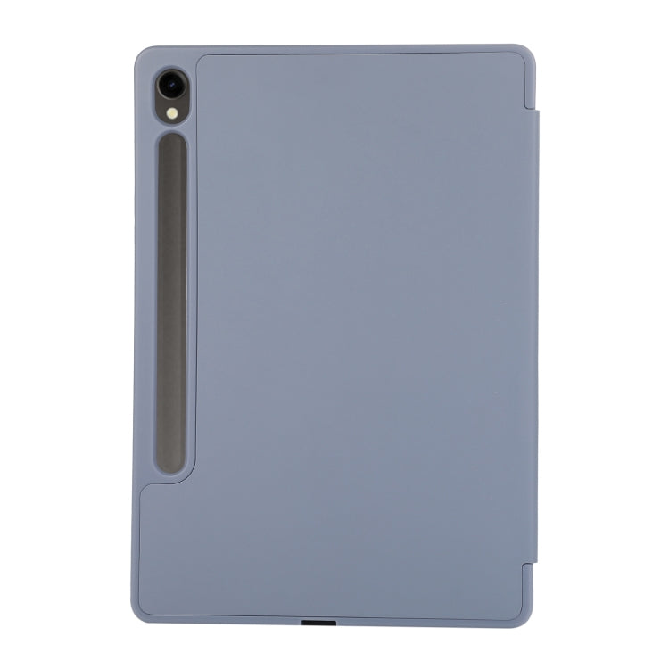 For Samsung Galaxy Tab S9 3-Fold Pure Color TPU Leather Tablet Case with Pen Slot(Lavender) - Galaxy Tab S9 Cases by buy2fix | Online Shopping UK | buy2fix