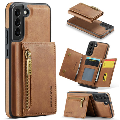 For Samsung Galaxy S22 DG.MING M5 Series Zip RFID Multi Card Detachable Leather Phone Case(Brown) - Galaxy S22 5G Cases by DG.MING | Online Shopping UK | buy2fix