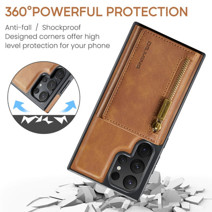 For Samsung Galaxy S24 Ultra 5G DG.MING M5 Series Zip RFID Multi Card Detachable Leather Phone Case(Brown) - Galaxy S24 Ultra 5G Cases by DG.MING | Online Shopping UK | buy2fix