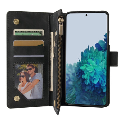 For Samsung Galaxy S21 Ultra 5G Multifunctional Frosted Zipper Wallet Leather Phone Case(Black) - Galaxy S21 Ultra 5G Cases by buy2fix | Online Shopping UK | buy2fix