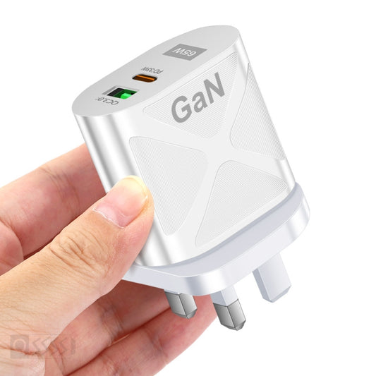 65W Gallium Nitride GaN389 USB + Type-C Fast Charging Charger, Plug Type:UK Plug(White) - USB Charger by buy2fix | Online Shopping UK | buy2fix