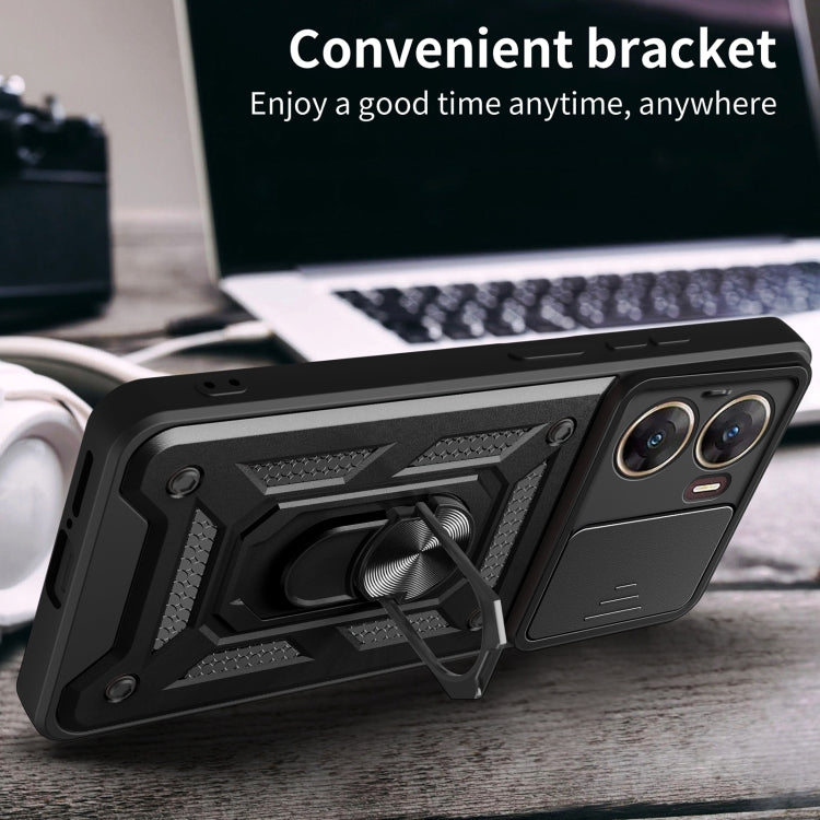 For vivo V29e 5G Global Sliding Camera Cover Design TPU+PC Phone Case(Black) - vivo Cases by buy2fix | Online Shopping UK | buy2fix
