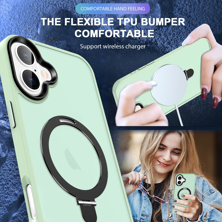 For iPhone 16 Plus Skin-feel MagSafe Holder PC Hybrid TPU Phone Case(Matcha Green) - iPhone 16 Plus Cases by buy2fix | Online Shopping UK | buy2fix