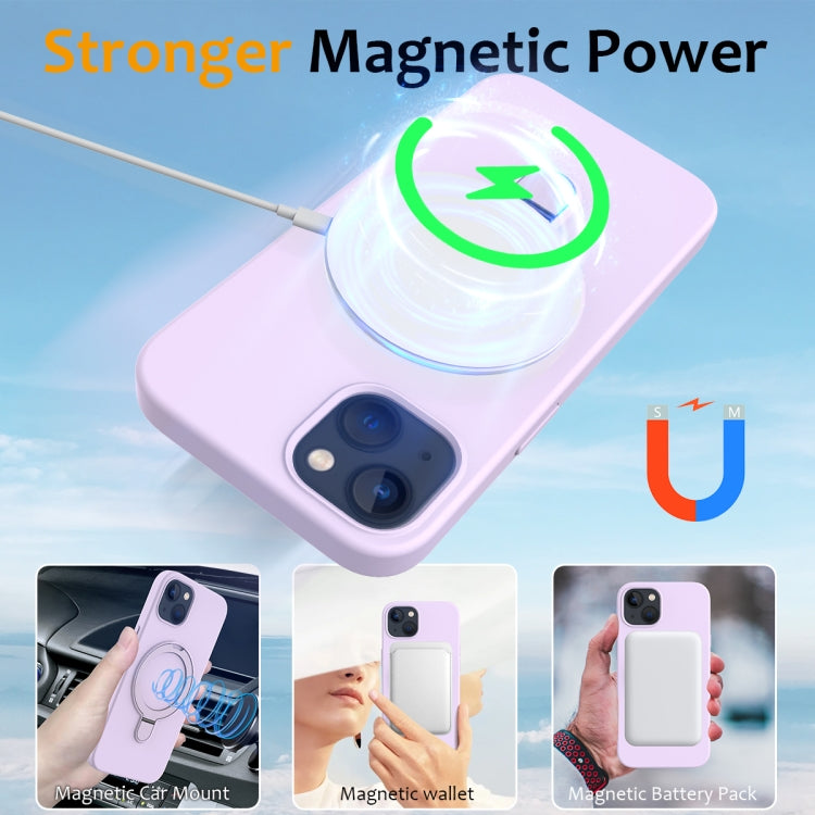 For iPhone 13 MagSafe Magnetic Liquid Silicone Phone Case with Ring Holder(Lilac Purple) - iPhone 13 Cases by buy2fix | Online Shopping UK | buy2fix