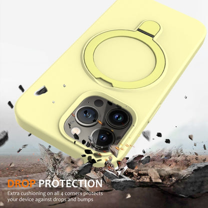 For iPhone 16 Pro Max Liquid Silicone MagSafe Magnetic Phone Case with Ring Holder(Yellow) - iPhone 16 Pro Max Cases by buy2fix | Online Shopping UK | buy2fix