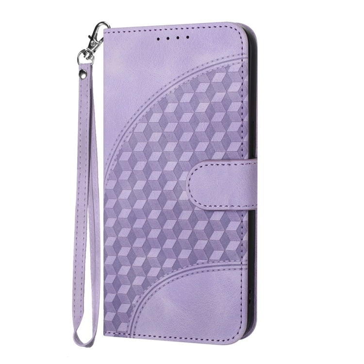 For iPhone 16 YX0060 Elephant Head Embossed Phone Leather Case with Lanyard(Light Purple) - iPhone 16 Cases by buy2fix | Online Shopping UK | buy2fix