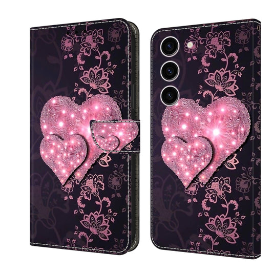 For Samsung Galaxy S24 5G Crystal 3D Shockproof Protective Leather Phone Case(Lace Love) - Galaxy S24 5G Cases by buy2fix | Online Shopping UK | buy2fix
