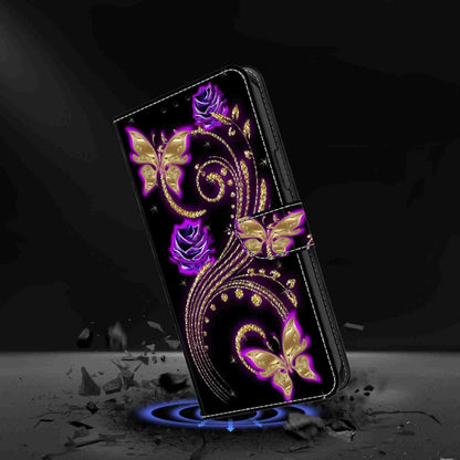 For Samsung Galaxy S24+ 5G Crystal 3D Shockproof Protective Leather Phone Case(Purple Flower Butterfly) - Galaxy S24+ 5G Cases by buy2fix | Online Shopping UK | buy2fix