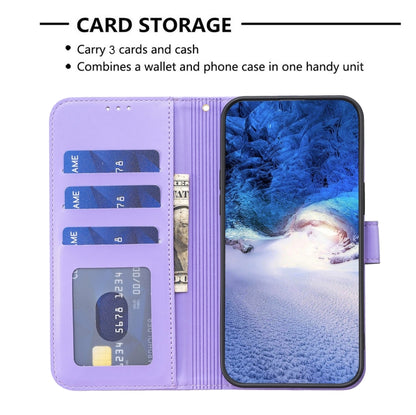 For iPhone 16 Plus Four-leaf Embossed Leather Phone Case(Purple) - iPhone 16 Plus Cases by buy2fix | Online Shopping UK | buy2fix