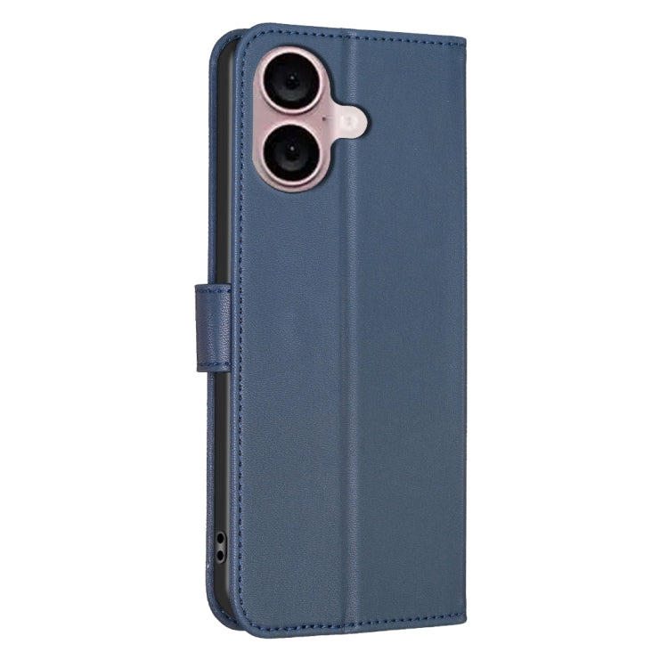 For iPhone 16 Four-leaf Embossed Leather Phone Case(Blue) - iPhone 16 Cases by buy2fix | Online Shopping UK | buy2fix