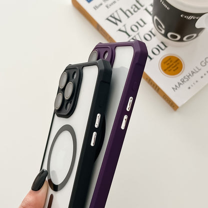 For iPhone 14 Colorful Two-Color Lens Film MagSafe Magnetic Horn Acrylic+TPU Case(Purple) - iPhone 14 Cases by buy2fix | Online Shopping UK | buy2fix