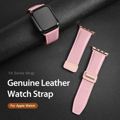 For Apple Watch Series 9 45mm DUX DUCIS YA Series Magnetic Buckle Genuine Leather Watch Band(Pink) - Watch Bands by DUX DUCIS | Online Shopping UK | buy2fix