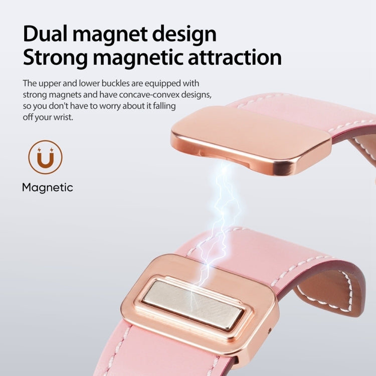 For Apple Watch SE 2022 40mm DUX DUCIS YA Series Magnetic Buckle Genuine Leather Watch Band(Pink) - Watch Bands by DUX DUCIS | Online Shopping UK | buy2fix