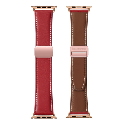 For Apple Watch Series 7 41mm DUX DUCIS YA Series Magnetic Buckle Genuine Leather Watch Band(Red) - Watch Bands by DUX DUCIS | Online Shopping UK | buy2fix