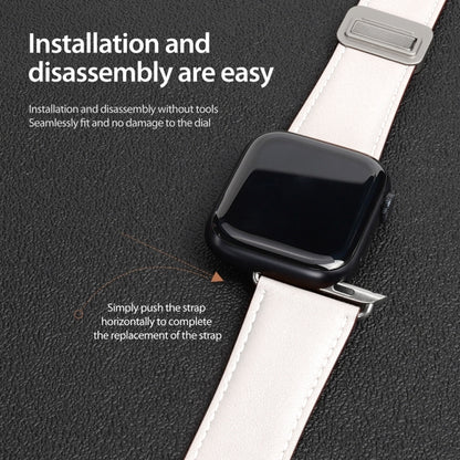 For Apple Watch Series 7 45mm DUX DUCIS YA Series Magnetic Buckle Genuine Leather Watch Band(White) - Watch Bands by DUX DUCIS | Online Shopping UK | buy2fix