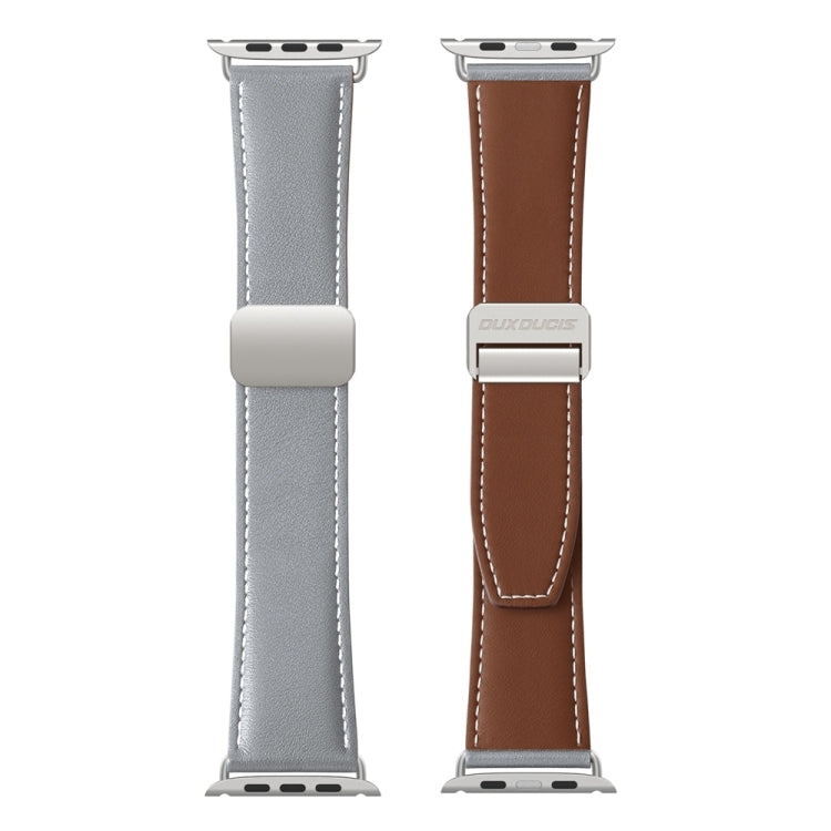 For Apple Watch Series 4 40mm DUX DUCIS YA Series Magnetic Buckle Genuine Leather Watch Band(Grey) - Watch Bands by DUX DUCIS | Online Shopping UK | buy2fix