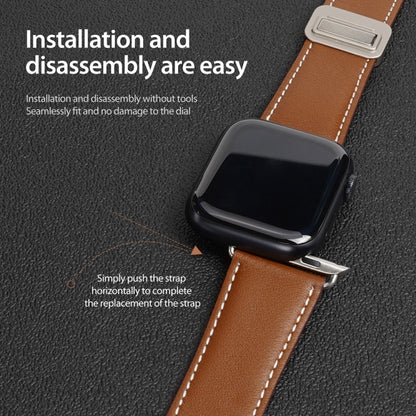 For Apple Watch Series 3 42mm DUX DUCIS YA Series Magnetic Buckle Genuine Leather Watch Band(Brown) - Watch Bands by DUX DUCIS | Online Shopping UK | buy2fix