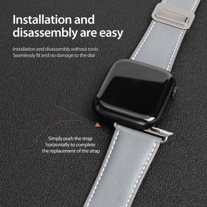 For Apple Watch Series 2 38mm DUX DUCIS YA Series Magnetic Buckle Genuine Leather Watch Band(Grey) - Watch Bands by DUX DUCIS | Online Shopping UK | buy2fix