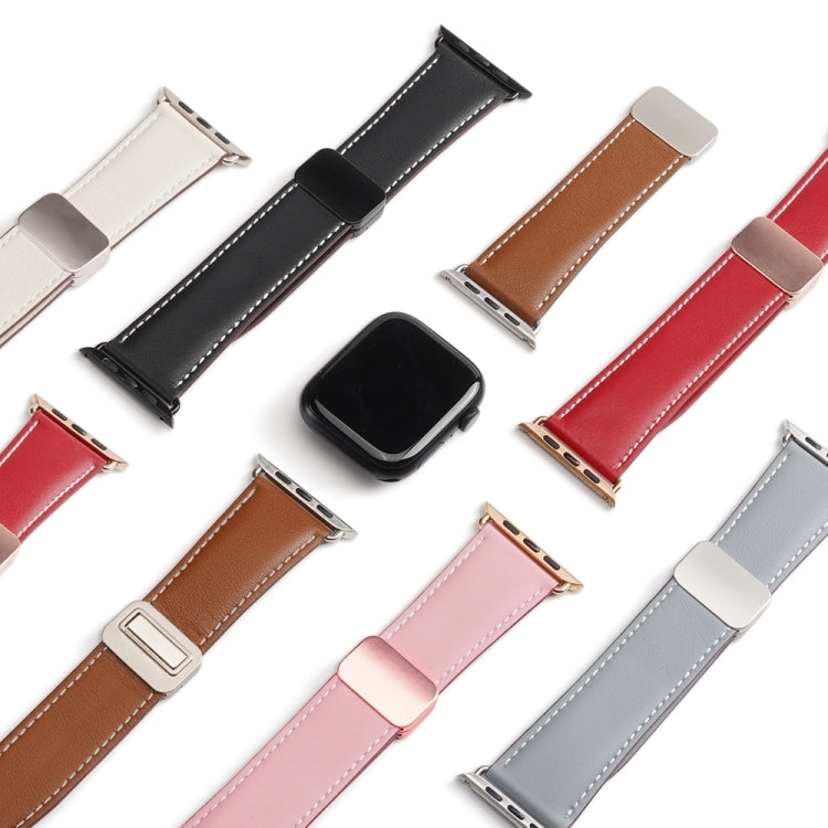 For Apple Watch Series 6 40mm DUX DUCIS YA Series Magnetic Buckle Genuine Leather Watch Band(Black) - Watch Bands by DUX DUCIS | Online Shopping UK | buy2fix