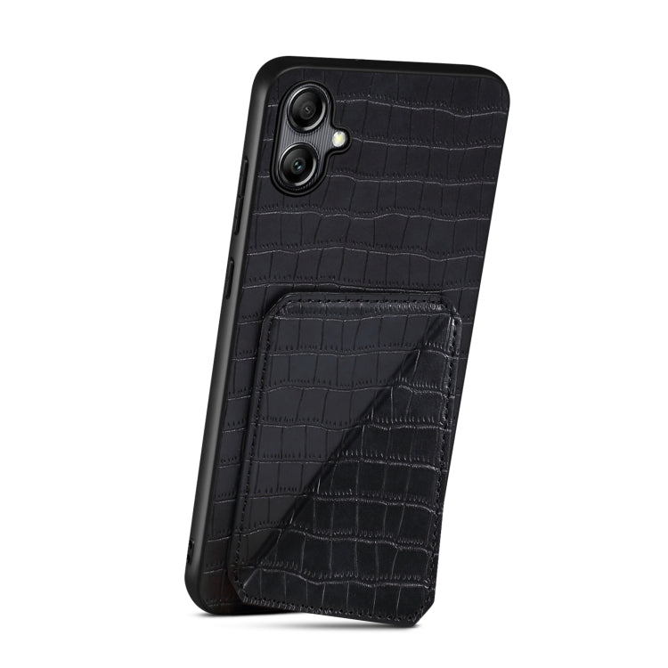 For Samsung Galaxy A05s Denior Imitation Crocodile Leather Back Phone Case with Holder(Black) - Galaxy Phone Cases by Denior | Online Shopping UK | buy2fix