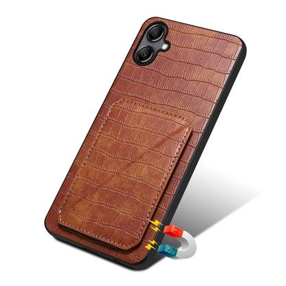 For Samsung Galaxy A13 5G Denior Imitation Crocodile Leather Back Phone Case with Holder(Brown) - Galaxy Phone Cases by Denior | Online Shopping UK | buy2fix