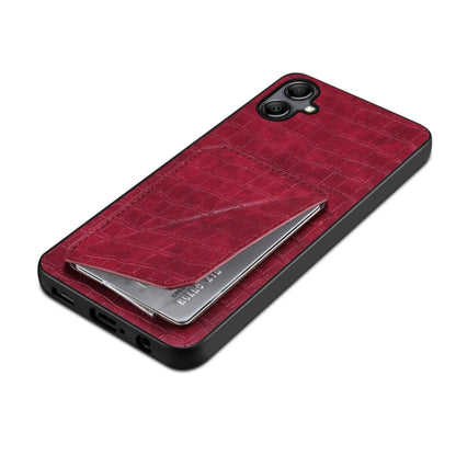 For Samsung Galaxy A20 / A30 Denior Imitation Crocodile Leather Back Phone Case with Holder(Rose Red) - Galaxy Phone Cases by Denior | Online Shopping UK | buy2fix