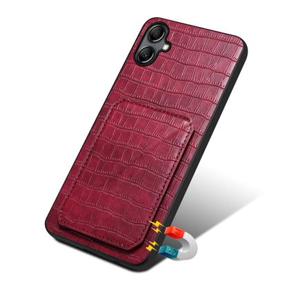 For Samsung Galaxy A20 / A30 Denior Imitation Crocodile Leather Back Phone Case with Holder(Rose Red) - Galaxy Phone Cases by Denior | Online Shopping UK | buy2fix