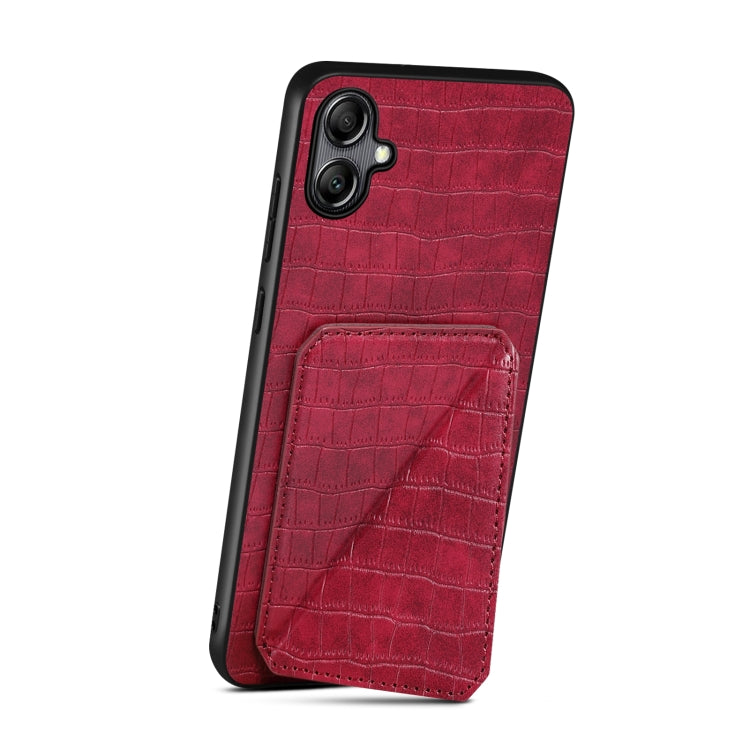 For Samsung Galaxy A24 4G Denior Imitation Crocodile Leather Back Phone Case with Holder(Rose Red) - Galaxy Phone Cases by Denior | Online Shopping UK | buy2fix