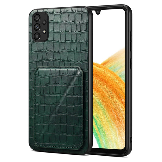 For Samsung Galaxy A33 Denior Imitation Crocodile Leather Back Phone Case with Holder(Green) - Galaxy Phone Cases by Denior | Online Shopping UK | buy2fix