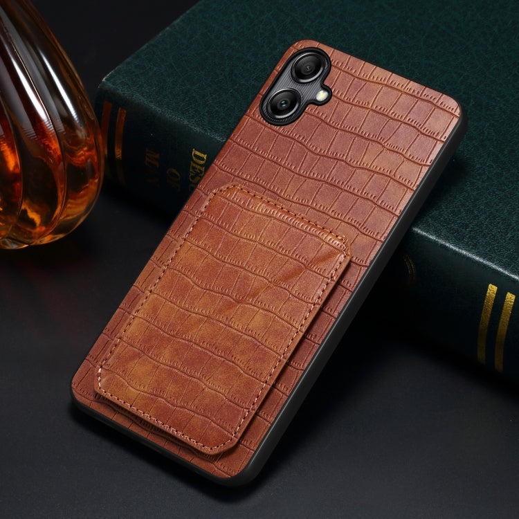 For Samsung Galaxy A33 Denior Imitation Crocodile Leather Back Phone Case with Holder(Brown) - Galaxy Phone Cases by Denior | Online Shopping UK | buy2fix