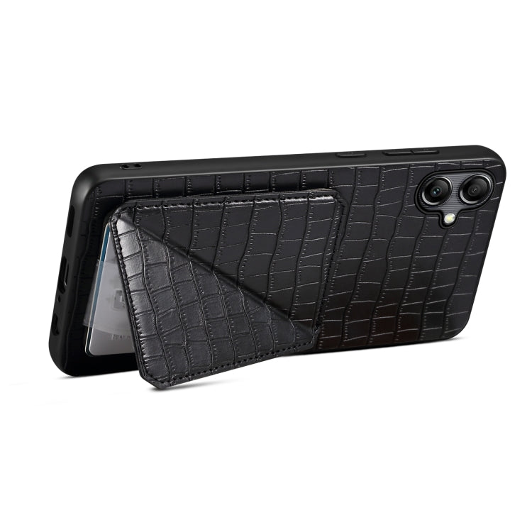 For Samsung Galaxy A54 5G Denior Imitation Crocodile Leather Back Phone Case with Holder(Black) - Galaxy Phone Cases by Denior | Online Shopping UK | buy2fix