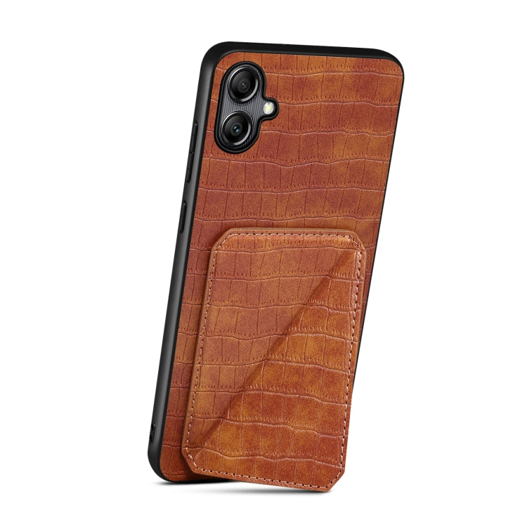 For Samsung Galaxy A34 5G Denior Imitation Crocodile Leather Back Phone Case with Holder(Brown) - Galaxy Phone Cases by Denior | Online Shopping UK | buy2fix
