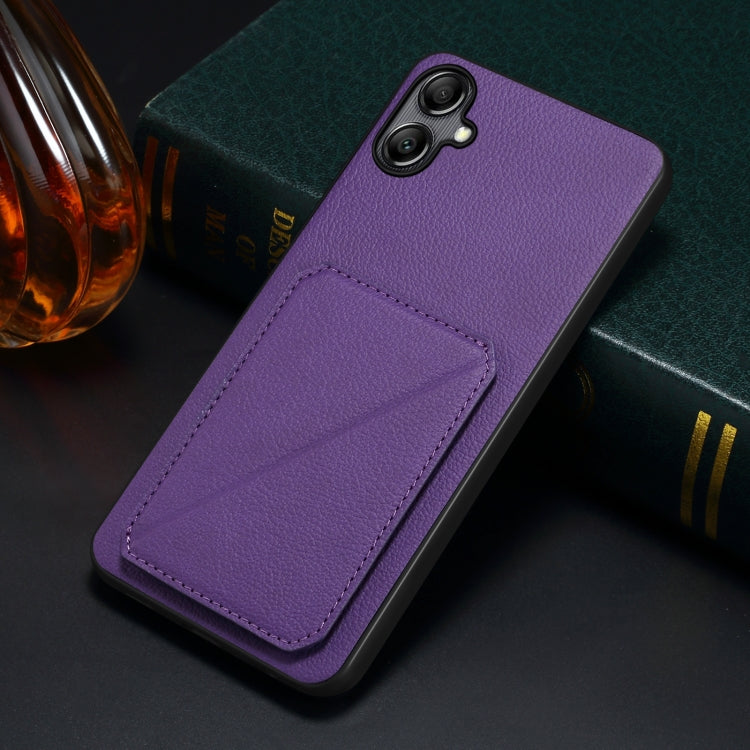 For Samsung Galaxy A05Gs Denior Imitation Calf Leather Back Phone Case with Holder(Purple) - Galaxy Phone Cases by Denior | Online Shopping UK | buy2fix