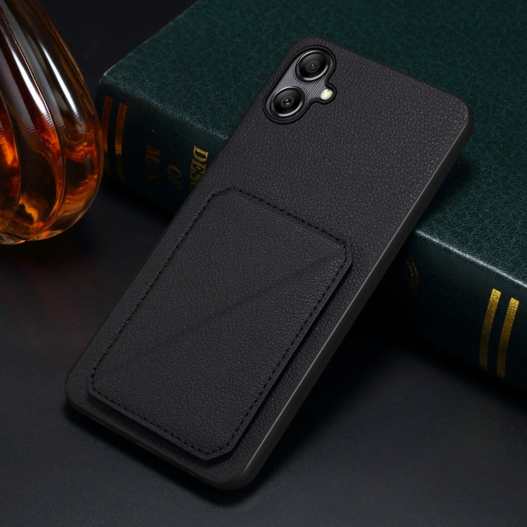 For Samsung Galaxy A20s Denior Imitation Calf Leather Back Phone Case with Holder(Black) - Galaxy Phone Cases by Denior | Online Shopping UK | buy2fix