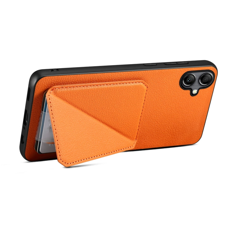 For Samsung Galaxy A24 Denior Imitation Calf Leather Back Phone Case with Holder(Orange) - Galaxy Phone Cases by Denior | Online Shopping UK | buy2fix
