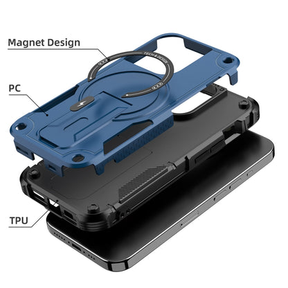 For iPhone 13 Pro Max MagSafe Holder Armor PC Hybrid TPU Phone Case(Dark Blue) - iPhone 13 Pro Max Cases by buy2fix | Online Shopping UK | buy2fix