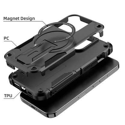 For iPhone 13 Pro MagSafe Holder Armor PC Hybrid TPU Phone Case(Black) - iPhone 13 Pro Cases by buy2fix | Online Shopping UK | buy2fix