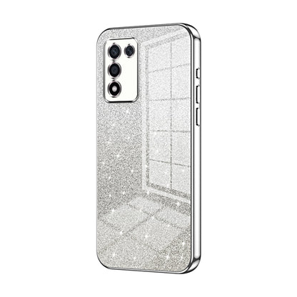 For OPPO K9s / K10 Energy Gradient Glitter Powder Electroplated Phone Case(Silver) - OPPO Cases by buy2fix | Online Shopping UK | buy2fix