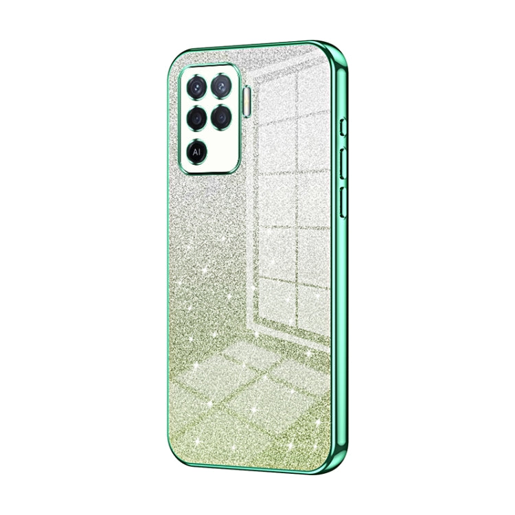 For OPPO A94 4G Gradient Glitter Powder Electroplated Phone Case(Green) - OPPO Cases by buy2fix | Online Shopping UK | buy2fix